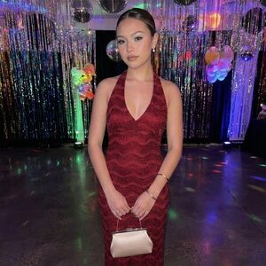 Opera Vintage Large Red Halter Dress Lace Babydoll Y2K Whimsigoth Fairy Prom